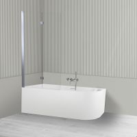 Oltens Hulda Sela zestaw wanna wolnostojąca narożna 170x80 cm akrylowa lewa biała z parawanem nawannowym 115 cm 2-częściowy chrom 18016000