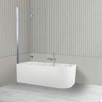 Oltens Delva Sela zestaw wanna wolnostojąca narożna 150x75 cm akrylowa lewa biała z parawanem nawannowym 115 cm 2-częściowy chrom 18018000