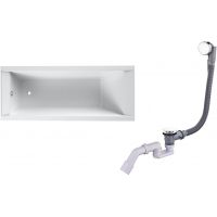 Zestaw Oltens Langfoss wanna prostokątna 170x75 cm z kompletem odpływowo-przelewowym Oster (10005000, 03001100)