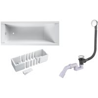 Zestaw Oltens Langfoss wanna prostokątna 170x75 cm z syfonem Fusa i nośnikiem Schedpol Stabilsound LED (10005000, 03002100, 1029LED)