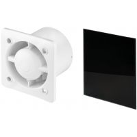 Awenta System+ Silent 100 wentylator ścienno-sufitowy z panelem ozdobnym szklanym czarny połysk (KWS100, PTGB100P)
