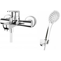 Zestaw Hagser Della bateria wannowo-prysznicowa ścienna z kompletem natryskowym Lara Birgit chrom HGR44000036