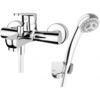 Zestaw Hagser Della bateria wannowo-prysznicowa ścienna z kompletem natryskowym Bertha Birgit chrom HGR51000036