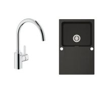 Zestaw Franke Orion OID 611-78 zlewozmywak onyx z baterią kuchenną Grohe Eurosmart Cosmopolitan chrom (1140286447, 32843000)