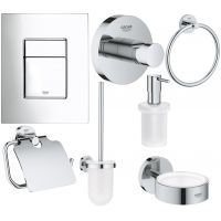 Zestaw Grohe Skate Cosmopolitan przycisk spłukujący z zestawem akcesoriów Essentials chrom (38732000, 40367001, 40374001, 40365001, 40369001, 40394001, 40364001)