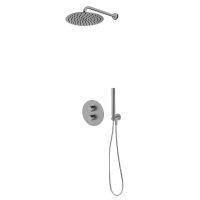 Zestaw Oltens Katla bateria podtynkowa termostatyczna z deszczownicą 30 cm Vindel i kompletem prysznicowym Ume grafit 36608400