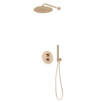 Zestaw Oltens Katla bateria podtynkowa termostatyczna z deszczownicą 30 cm Vindel i kompletem prysznicowym Ume miedź szczotkowana 36608610