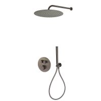 Zestaw Oltens Onega bateria podtynkowa termostatyczna z deszczownicą 30 cm Vindel i kompletem prysznicowym Ume grafit 36617400
