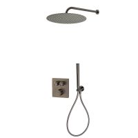 Zestaw Oltens Onega (S) bateria podtynkowa termostatyczna z deszczownicą 30 cm Vindel  i kompletem prysznicowym Ume grafit 36620400