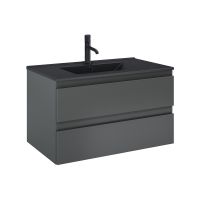 Zestaw Oltens Vernal umywalka z szafką 80 cm czarny mat/grafit mat 68037400