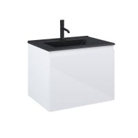 Zestaw Oltens Vernal umywalka z szafką 60 cm czarny mat/biały połysk 68013000