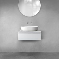 Zestaw Oltens Vernal szafka 60 cm podumywalkowa wisząca z blatem Tera szary mat/jasny marmur 68706700