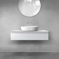 Zestaw Oltens Vernal szafka 100 cm podumywalkowa wisząca z blatem Tera szary mat/jasny marmur 68708700