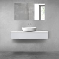 Zestaw Oltens Vernal szafka 120 cm podumywalkowa wisząca z blatem Tera szary mat/jasny marmur 68709700