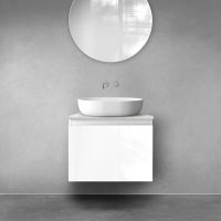 Zestaw Oltens Vernal szafka 60 cm podumywalkowa wisząca z blatem Tera biały połysk/jasny marmur 68710000