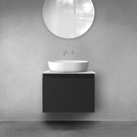 Zestaw Oltens Vernal szafka 60 cm podumywalkowa wisząca z blatem Tera czarny mat/jasny marmur 68710300