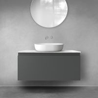 Zestaw Oltens Vernal szafka 100 cm podumywalkowa z blatem Tera wisząca grafit mat/jasny marmur 68712400