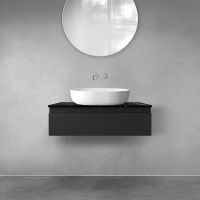 Zestaw Oltens Vernal szafka 80 cm podumywalkowa wisząca z blatem Tera czarny mat/czarny marmur 68715300