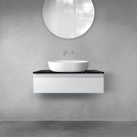 Zestaw Oltens Vernal szafka 80 cm podumywalkowa wisząca z blatem Tera szary mat/czarny marmur 68715700