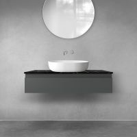 Zestaw Oltens Vernal szafka 100 cm podumywalkowa wisząca z blatem Tera  grafit mat/czarny marmur  68716400