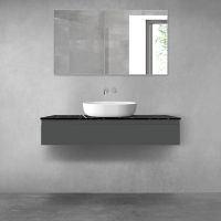 Zestaw Oltens Vernal szafka 120 cm podumywalkowa wisząca z blatem Tera grafit mat/czarny marmur 68717400