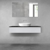 Zestaw Oltens Vernal szafka 120 cm podumywalkowa wisząca z blatem Tera szary mat/czarny marmur 68717700