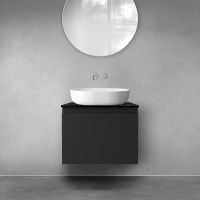 Zestaw Oltens Vernal szafka 60 cm podumywalkowa wisząca z blatem Tera czarny mat/czarny marmur 68718300