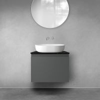 Zestaw Oltens Vernal szafka 60 cm podumywalkowa wisząca z blatem Tera grafit mat/czarny marmur 68718400