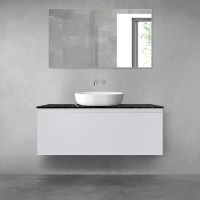 Zestaw Oltens Vernal szafka 120 cm podumywalkowa wisząca z blatem Tera szary mat/czarny marmur 68721700