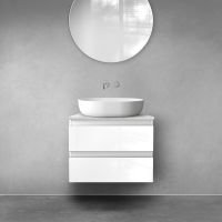 Zestaw Oltens Vernal szafka 60 cm podumywalkowa wisząca z blatem Tera biały połysk/jasny marmur 68722000