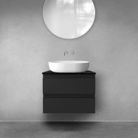 Zestaw Oltens Vernal szafka 60 cm podumywalkowa wisząca z blatem Tera czarny mat/czarny marmur 68725300