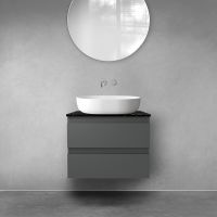 Zestaw Oltens Vernal szafka 60 cm podumywalkowa wisząca z blatem Tera grafit mat/czarny marmur 68725400