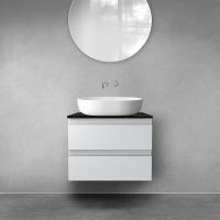 Zestaw Oltens Vernal szafka 60 cm podumywalkowa wisząca z blatem Tera szary mat/czarny marmur 68725700