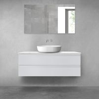 Zestaw Oltens Vernal szafka 120 cm podumywalkowa wisząca z blatem Tera szary mat/jasny marmur 68728700