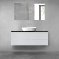 Zestaw Oltens Vernal szafka 120 cm podumywalkowa wisząca z blatem Tera szary mat/czarny marmur 68729700