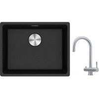 Franke Maris MRG 110-52 zlewozmywak 52x40 cm Fragranite onyx z baterią kuchenną Eos stal szlachetna (1250687253, 1200179979)