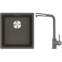 Franke Maris MRG 110-37 zlewozmywak granitowy 43x40 cm łupkowy szary z baterią kuchenną Sirius Side chrom (1250716374, 1150668280)