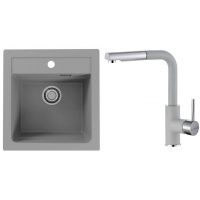 Zestaw Alveus Atrox 20 zlewozmywak granitowy 50x47 cm z bateria kuchenna stojąca beton/chrom (1131989, 1129044)