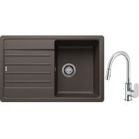 Blanco Legra 45 S zlewozmywak 78x50 cm Silgranit kawowy z Oltens Lista bateria kuchenna stojąca z wyciąganą wylewką chrom (522206 ; 35202100)