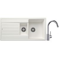 Blanco Legra 6 S zlewozmywak 100x50 cm z Silgranit biały z Blanco Mida bateria kuchenna stojąca chrom (522209;517742)