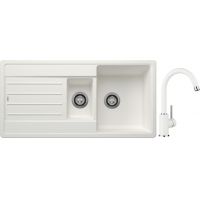 Blanco Legra 6 S zlewozmywak 100x50 cm z Silgranit biały z Blanco Mida bateria kuchenna stojąca Silgranit biały/chrom (522209;519418)