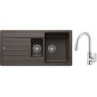 Blanco Legra 6 S zlewozmywak 100x50 cm z Silgranit kawowy  z Oltens Lista bateria kuchenna stojąca z wyciąganą wylewką chrom (522212;35202100)