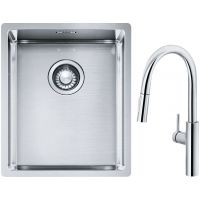 Franke Box BXX 210/110-34 zlewozmywak 38x45 cm stalowy z baterią kuchenną Pescara L Slide-In chrom (1270453653, 1150538940)
