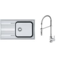 Zestaw Franke Smart SRL 611-86 XL zlewozmywak stalowy 86x50 cm z baterią kuchenną Oltens Duf len/chrom (1010368324, 35203100)