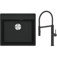 Zestaw Franke Maris MRG 610-52 zlewozmywak 51x56 cm z baterią kuchenną Oltens Borga czarny mat (1140661761, 35207300)
