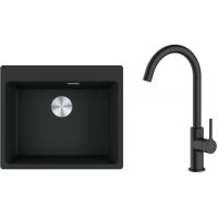 Zestaw Franke Maris MRG 610-54 FTL zlewozmywak 59x50 cm z baterią kuchenną Oltens Skafta czarny mat (1140661794, 35206300)