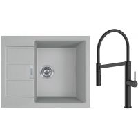 Zestaw Franke Sirius 2.0 S2D 611-62 zlewozmywak 62x50 cm z baterią kuchenną Oltens Borga kamienny szary/czarny mat (1430618668, 35207300)