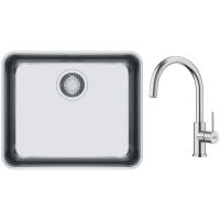 Zestaw Franke Aton ANX 110-48 zlewozmywak stalowy 51x43 cm z baterią Smart Glenda stal (122.0204.649, 115.0747.473)
