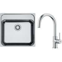 Zestaw Franke Smart SRX zlewozmywak stalowy 53x51 cm z baterią Smart Glenda stal (127.0720.295, 115.0747.473)