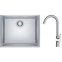 Zestaw Franke Maris 110-50 zlewozmywak stalowy 50x40 cm z baterią kuchenną Oltens Skafta jedwab/chrom (1220543996, 35206100)